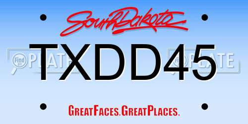 TXDD45 South Dakota License Plate