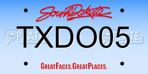 TXDO05 South Dakota License Plate