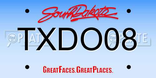 TXDO08 South Dakota License Plate