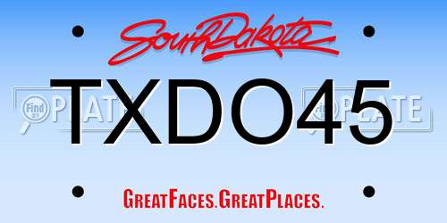 TXDO45 South Dakota License Plate