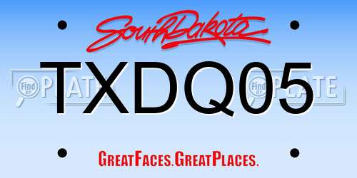 TXDQ05 South Dakota License Plate