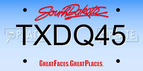TXDQ45 South Dakota License Plate