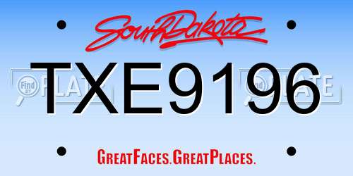 TXE9196 South Dakota License Plate
