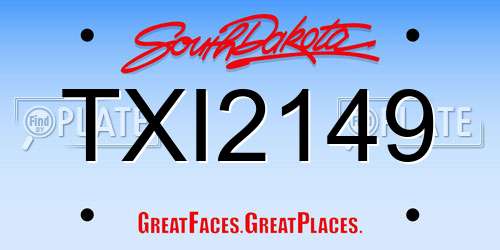 TXI2149 South Dakota License Plate