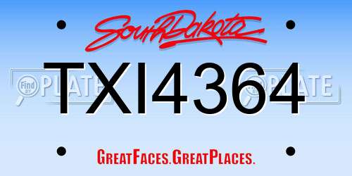 TXI4364 South Dakota License Plate