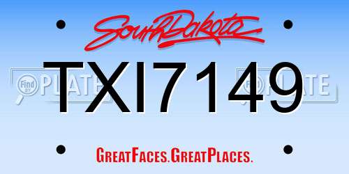 TXI7149 South Dakota License Plate
