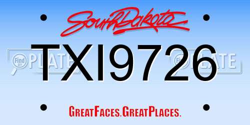 TXI9726 South Dakota License Plate