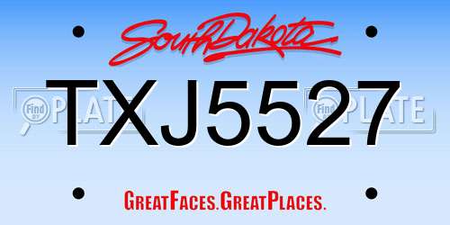 TXJ5527 South Dakota License Plate