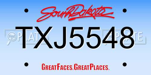 TXJ5548 South Dakota License Plate
