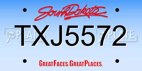 TXJ5572 South Dakota License Plate