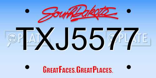 TXJ5577 South Dakota License Plate