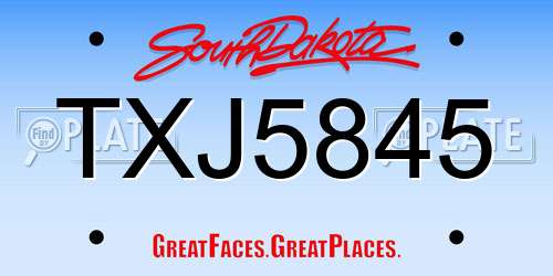 TXJ5845 South Dakota License Plate