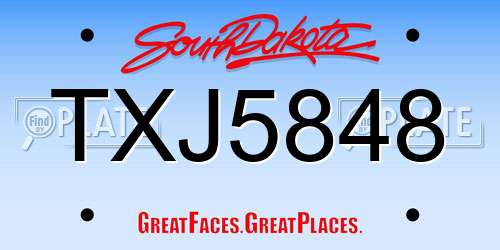 TXJ5848 South Dakota License Plate
