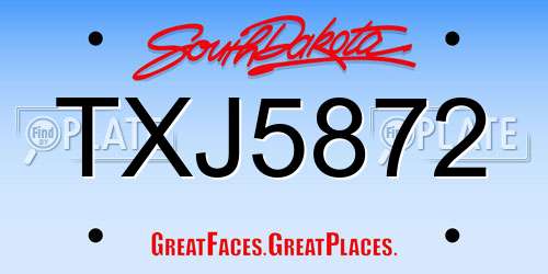 TXJ5872 South Dakota License Plate