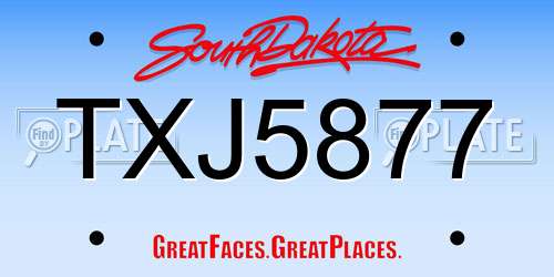 TXJ5877 South Dakota License Plate