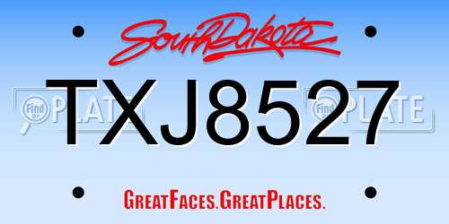 TXJ8527 South Dakota License Plate