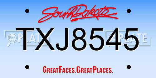TXJ8545 South Dakota License Plate