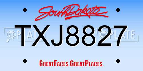 TXJ8827 South Dakota License Plate