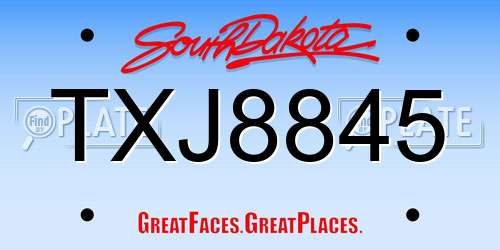 TXJ8845 South Dakota License Plate