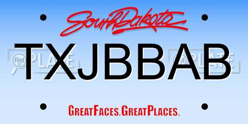 TXJBBAB South Dakota License Plate