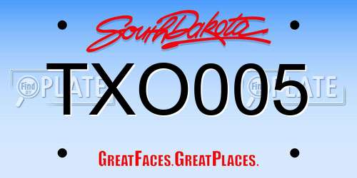 TXO005 South Dakota License Plate