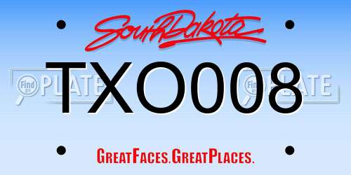 TXO008 South Dakota License Plate