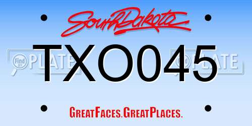 TXO045 South Dakota License Plate