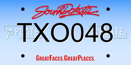 TXO048 South Dakota License Plate