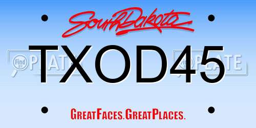 TXOD45 South Dakota License Plate