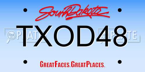 TXOD48 South Dakota License Plate