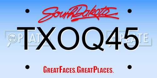 TXOQ45 South Dakota License Plate