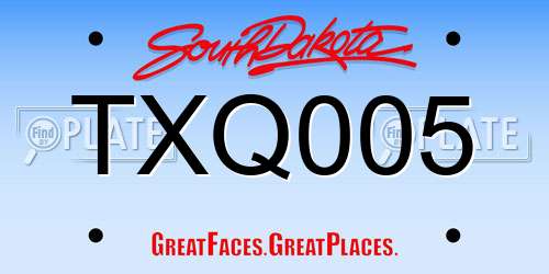 TXQ005 South Dakota License Plate
