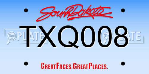TXQ008 South Dakota License Plate