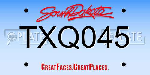 TXQ045 South Dakota License Plate