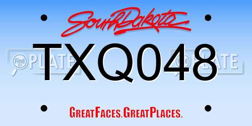 TXQ048 South Dakota License Plate