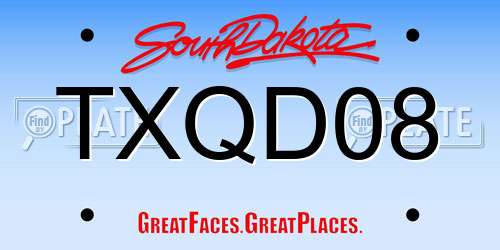 TXQD08 South Dakota License Plate