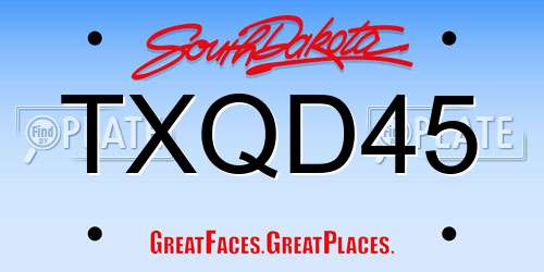 TXQD45 South Dakota License Plate