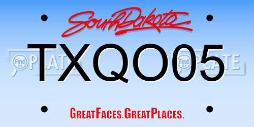 TXQO05 South Dakota License Plate