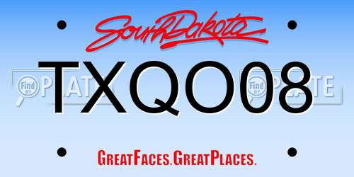 TXQO08 South Dakota License Plate