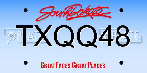 TXQQ48 South Dakota License Plate