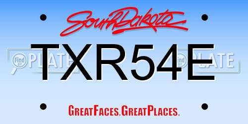 TXR54E South Dakota License Plate