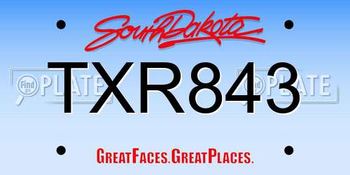 TXR843 South Dakota License Plate