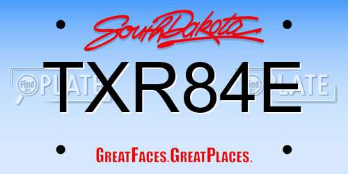 TXR84E South Dakota License Plate