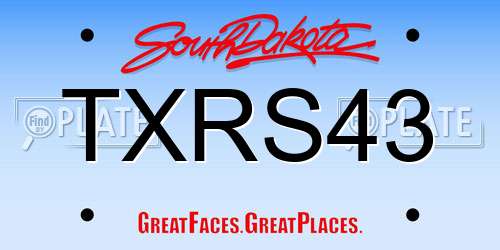 TXRS43 South Dakota License Plate
