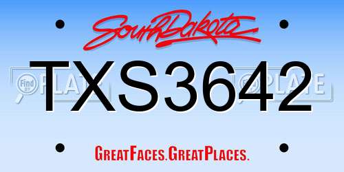 TXS3642 South Dakota License Plate