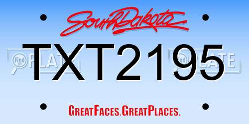 TXT2195 South Dakota License Plate