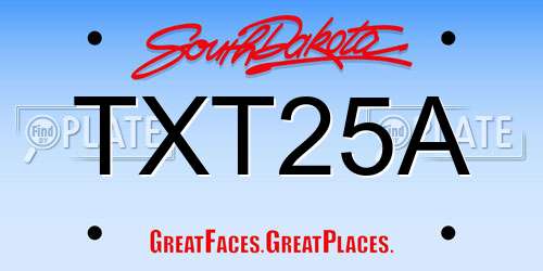TXT25A South Dakota License Plate