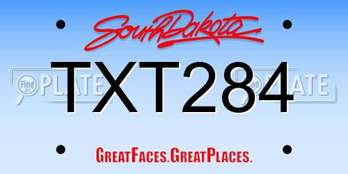 TXT284 South Dakota License Plate