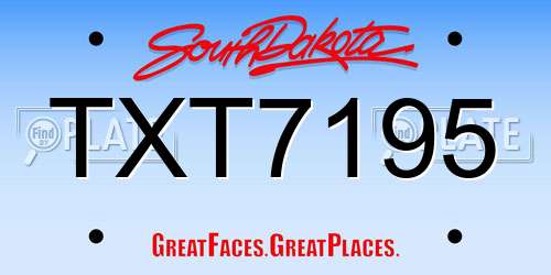 TXT7195 South Dakota License Plate