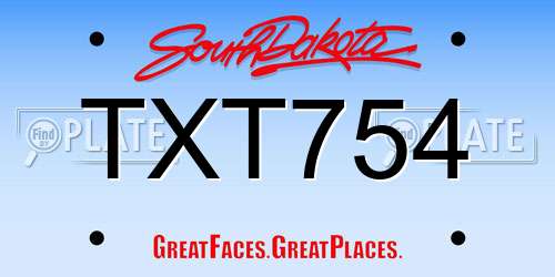 TXT754 South Dakota License Plate